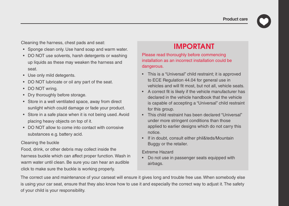 Important | phil&teds alpha User Manual | Page 5 / 28