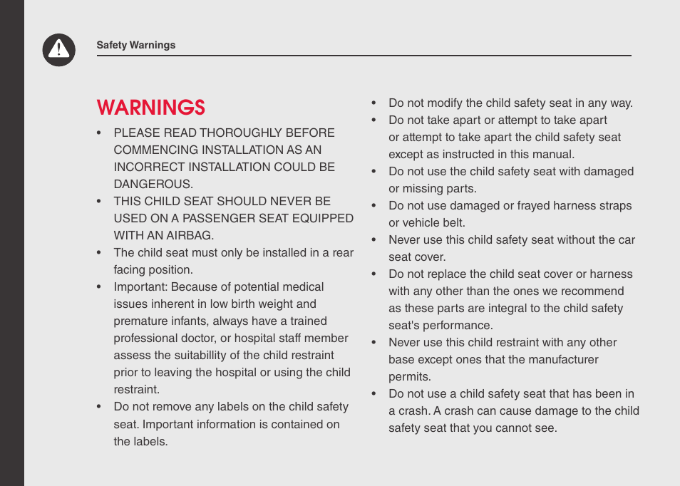 Warnings | phil&teds alpha User Manual | Page 6 / 28