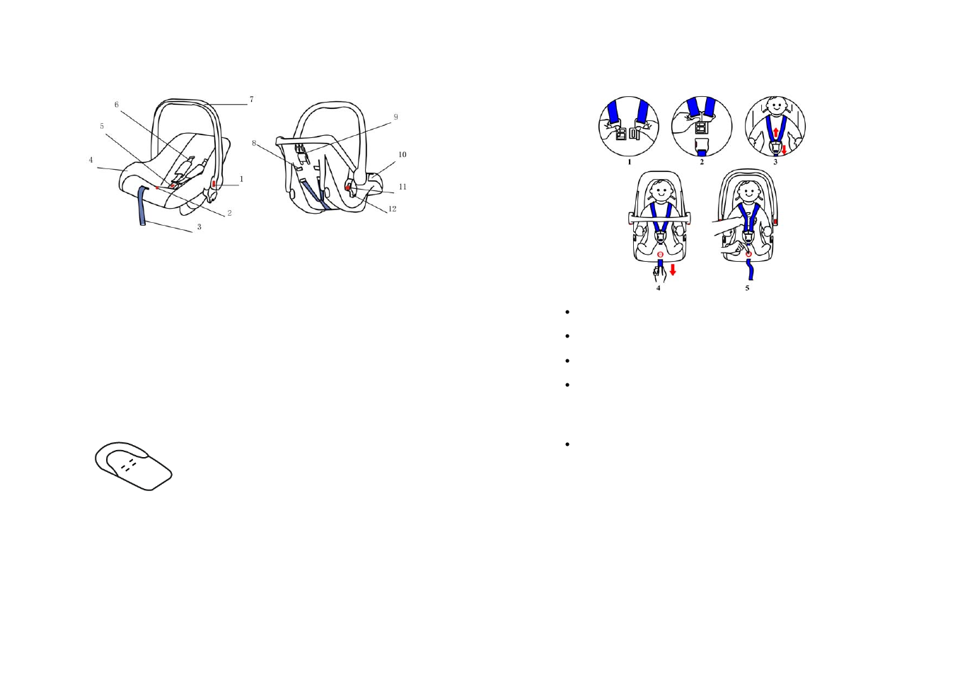 Getting to know your child seat, The harness, Unfastening the harness | phil&teds bebe hs User Manual | Page 2 / 4