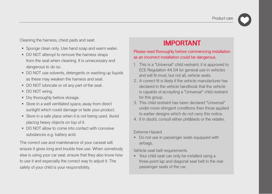 Important | phil&teds quest User Manual | Page 5 / 20