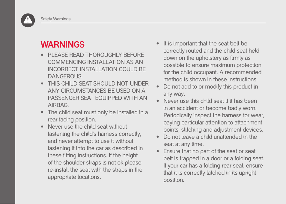 Warnings | phil&teds quest User Manual | Page 6 / 20