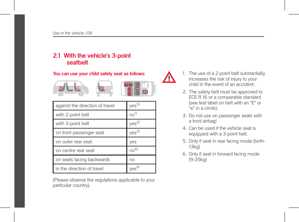 1 with the vehicle's 3-point seatbelt | phil&teds evolution User Manual | Page 10 / 26