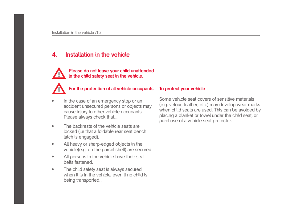 Installation in the vehicle | phil&teds evolution User Manual | Page 16 / 26