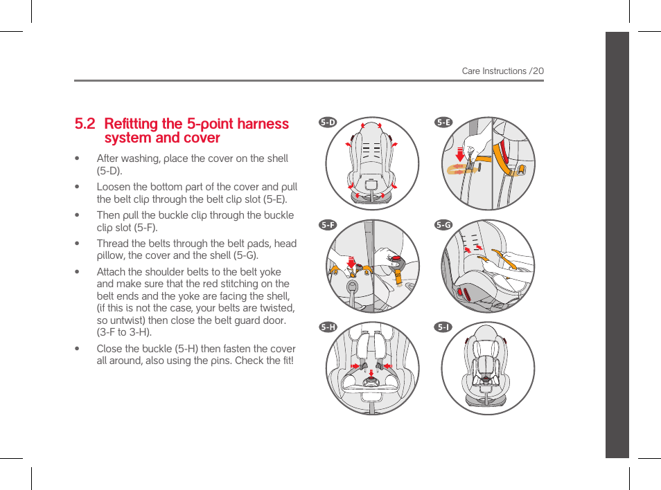 2 refitting the 5-point harness system and cover | phil&teds evolution User Manual | Page 21 / 26