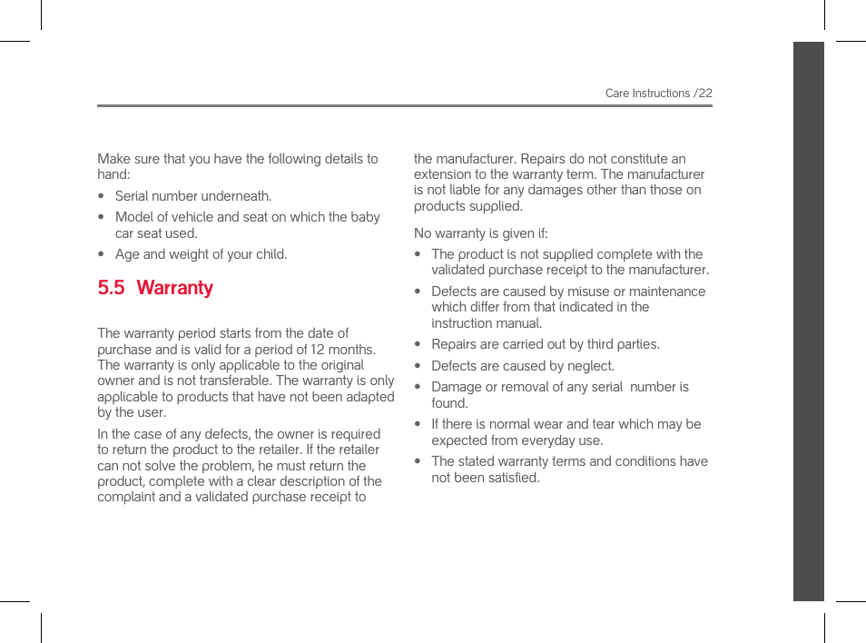 5 warranty | phil&teds evolution User Manual | Page 23 / 26