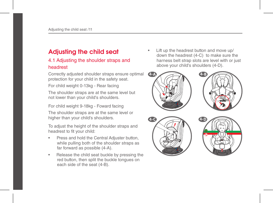 Adjusting the child seat | phil&teds cocoon genius User Manual | Page 14 / 26