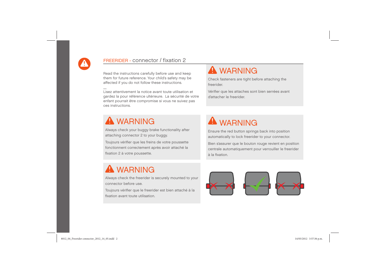 Warning | phil&teds freerider User Manual | Page 2 / 8