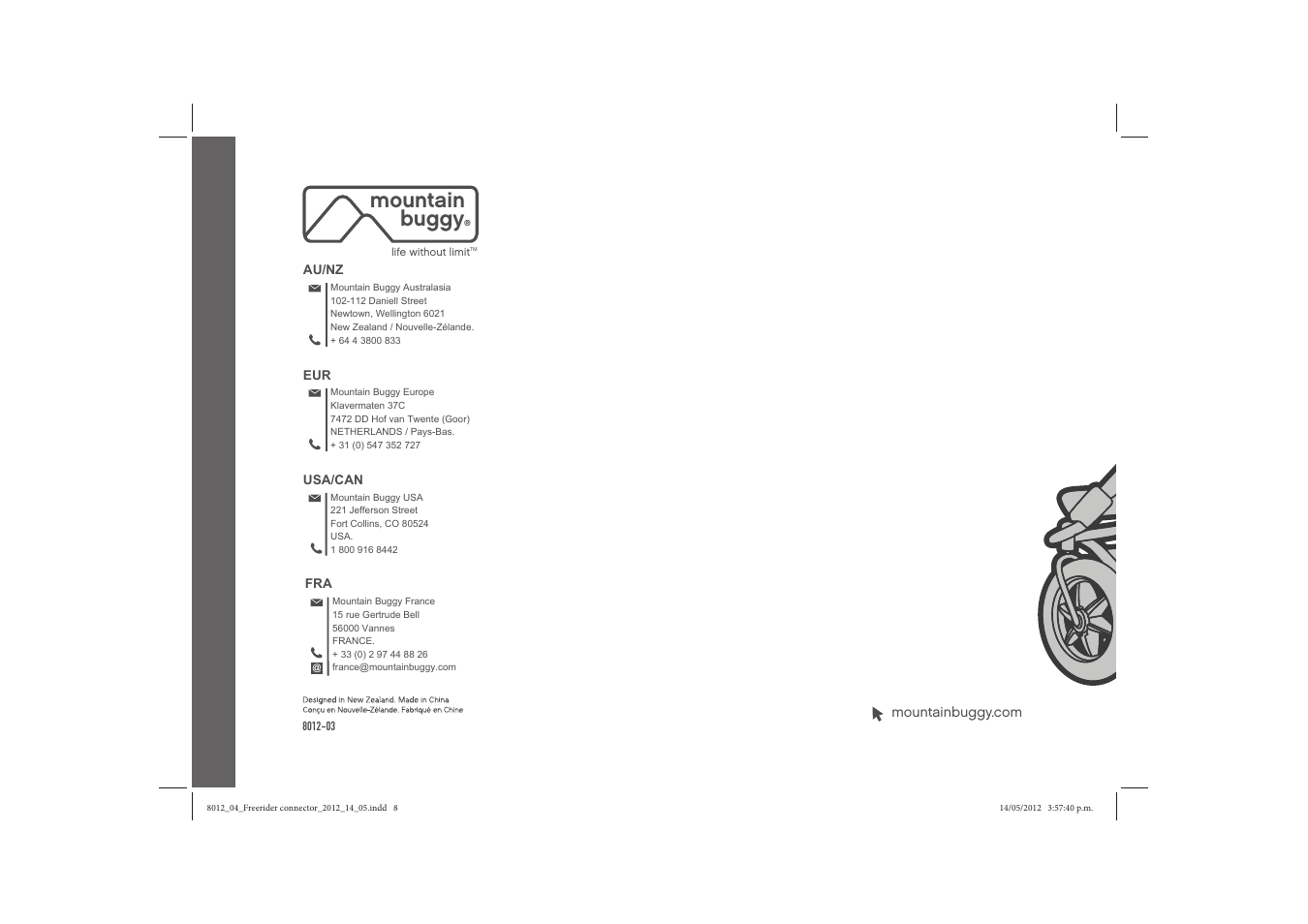 Mountain buggy | phil&teds freerider User Manual | Page 8 / 8