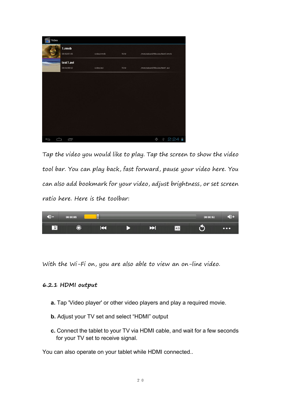 1hdmioutput, 1 hdmi output | PiPO Pad-P1 User Manual | Page 20 / 38