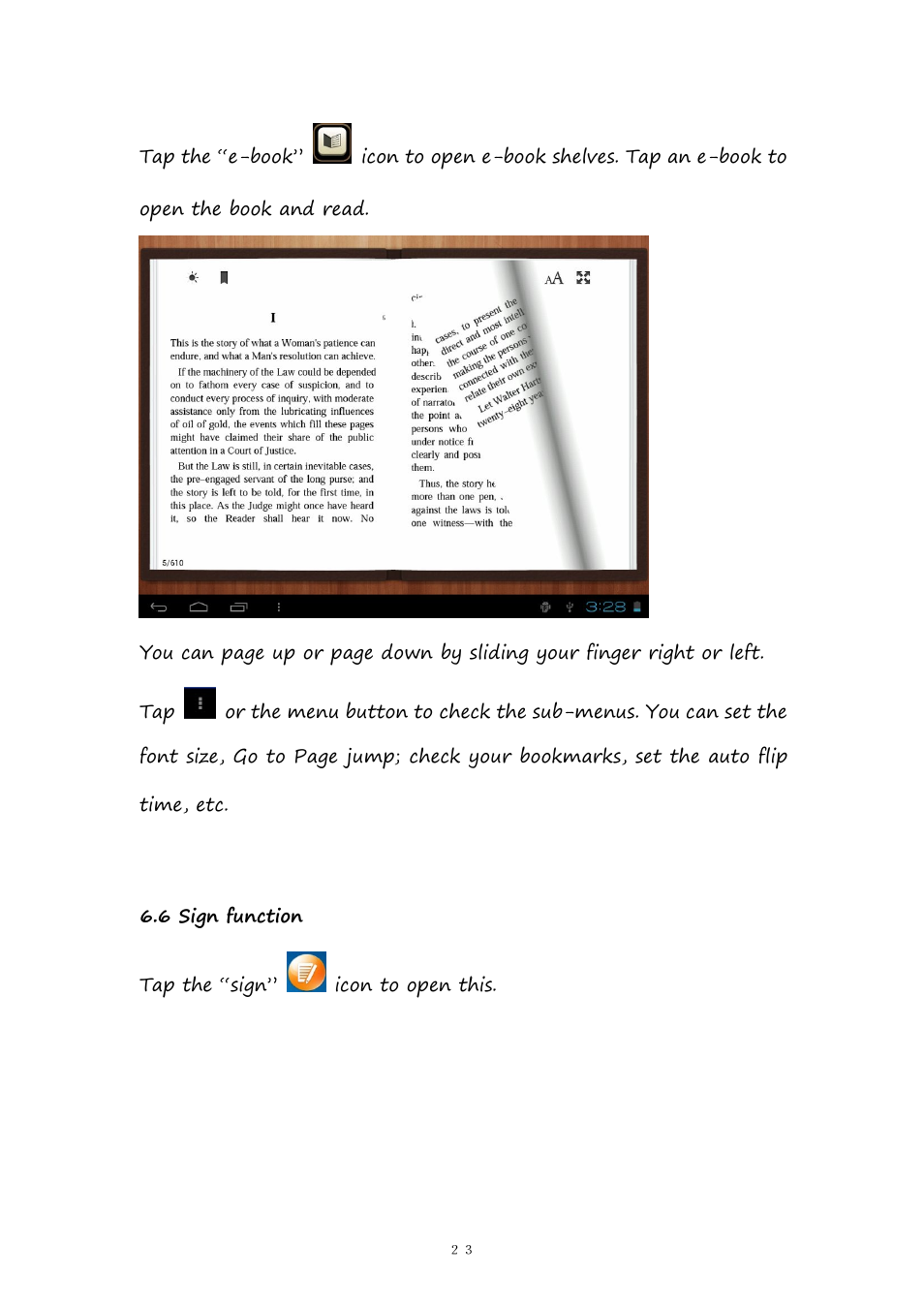6signfunction, 6 sign function | PiPO Pad-P1 User Manual | Page 23 / 38