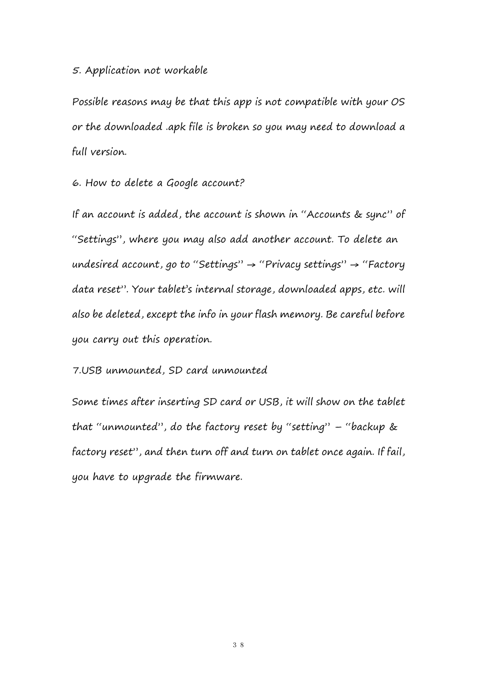 PiPO Pad-P1 User Manual | Page 38 / 38