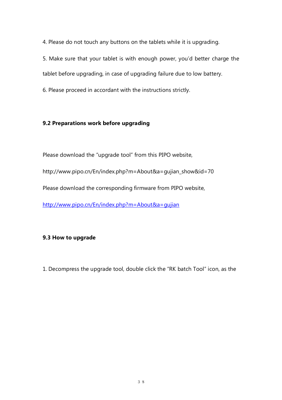 PiPO M9 pro OTA User Manual | Page 38 / 45