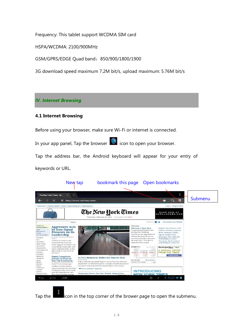 Iv. internet browsing, 1 internet browsing | PiPO M7 pro User Manual | Page 15 / 37