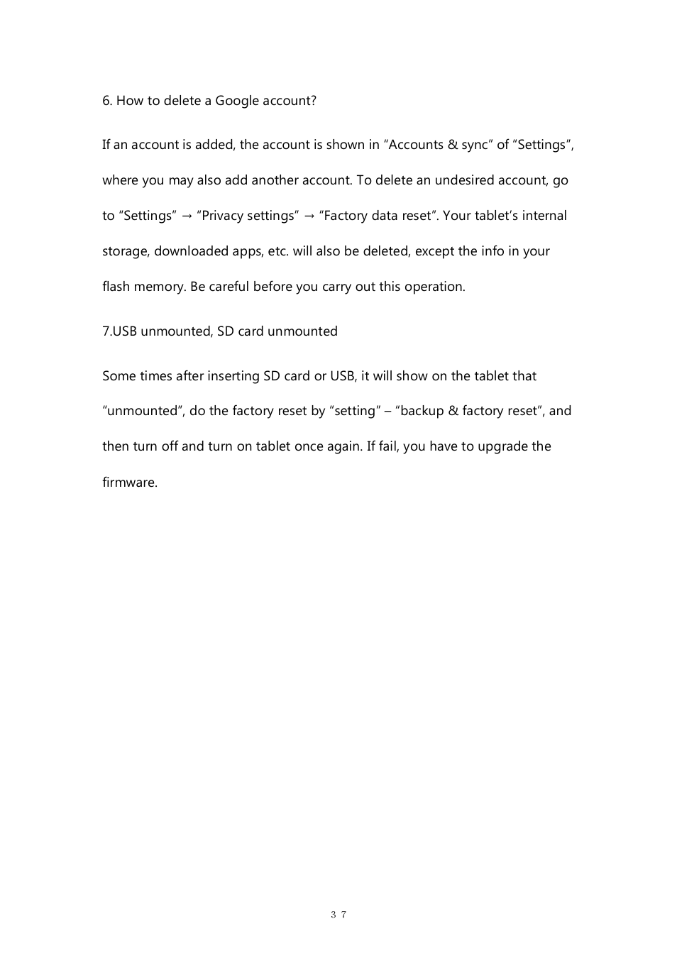 PiPO M7 pro User Manual | Page 37 / 37