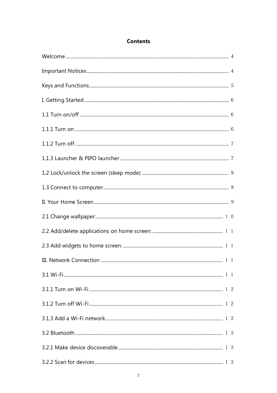 PiPO M8 pro User Manual | Page 2 / 36