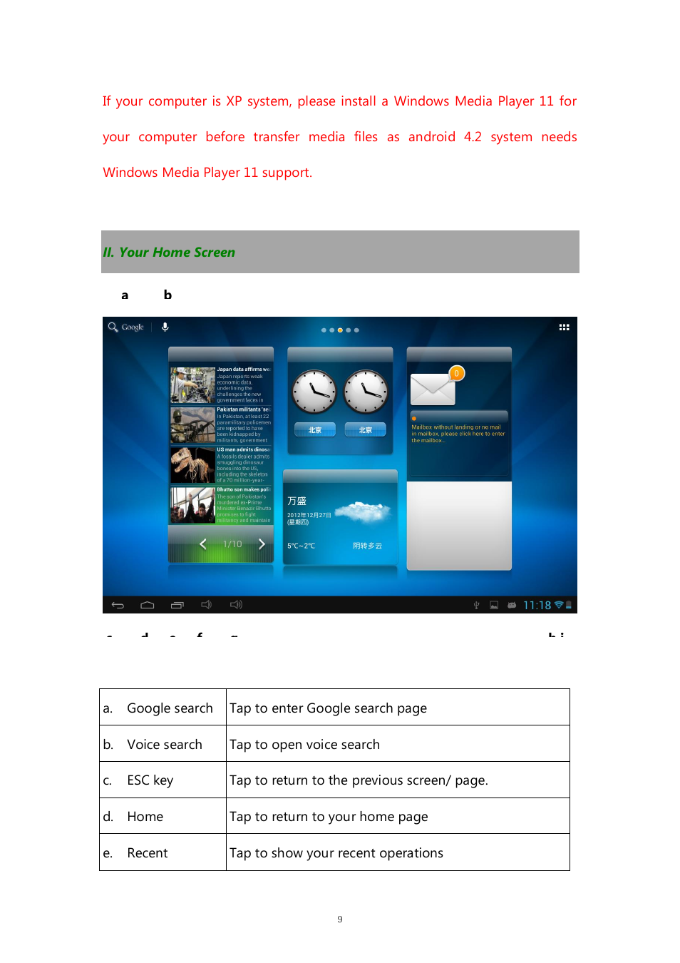 Ii. your home screen | PiPO M8 pro User Manual | Page 9 / 36