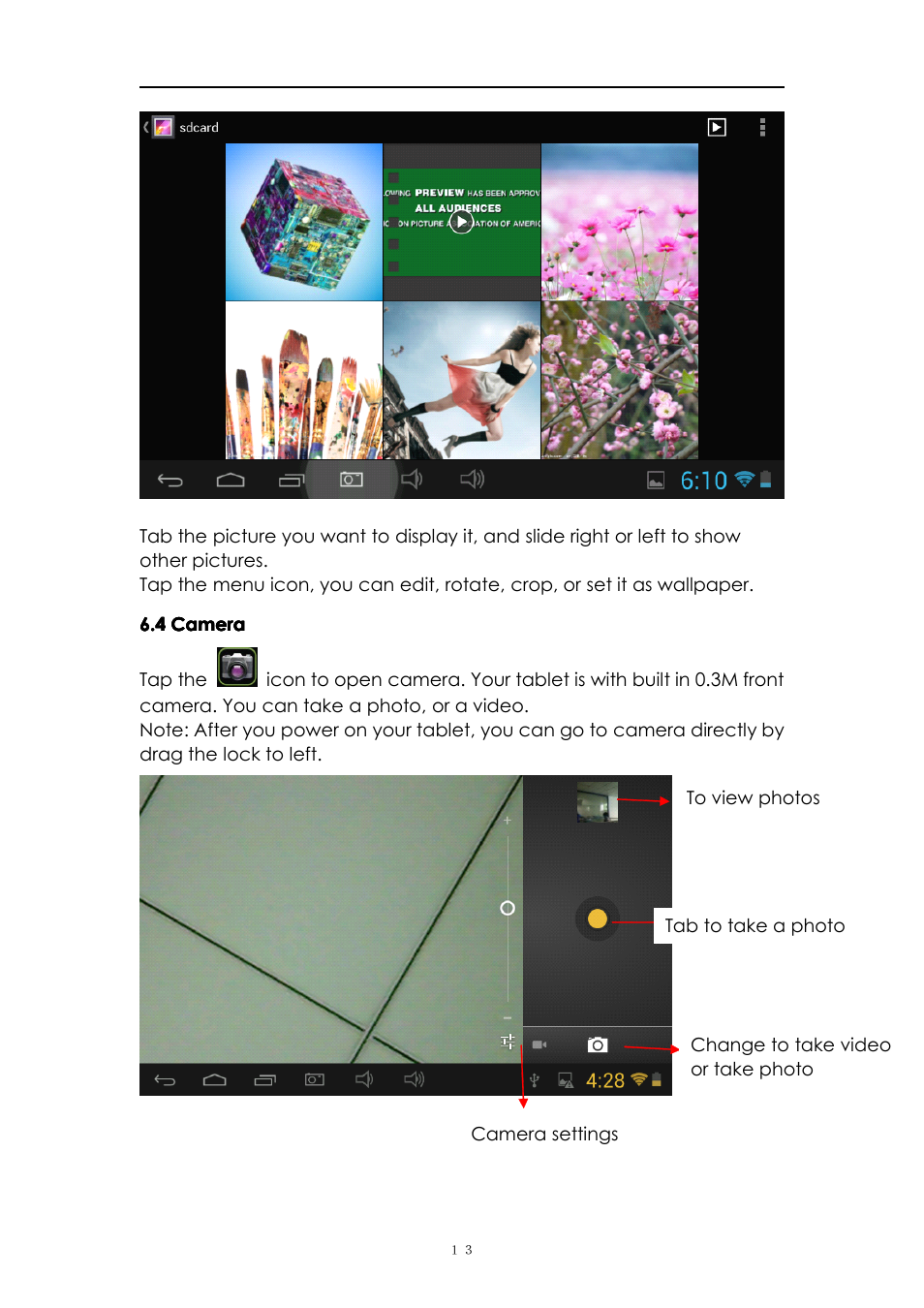 4camera, 4 camera | PiPO S1 User Manual | Page 13 / 18