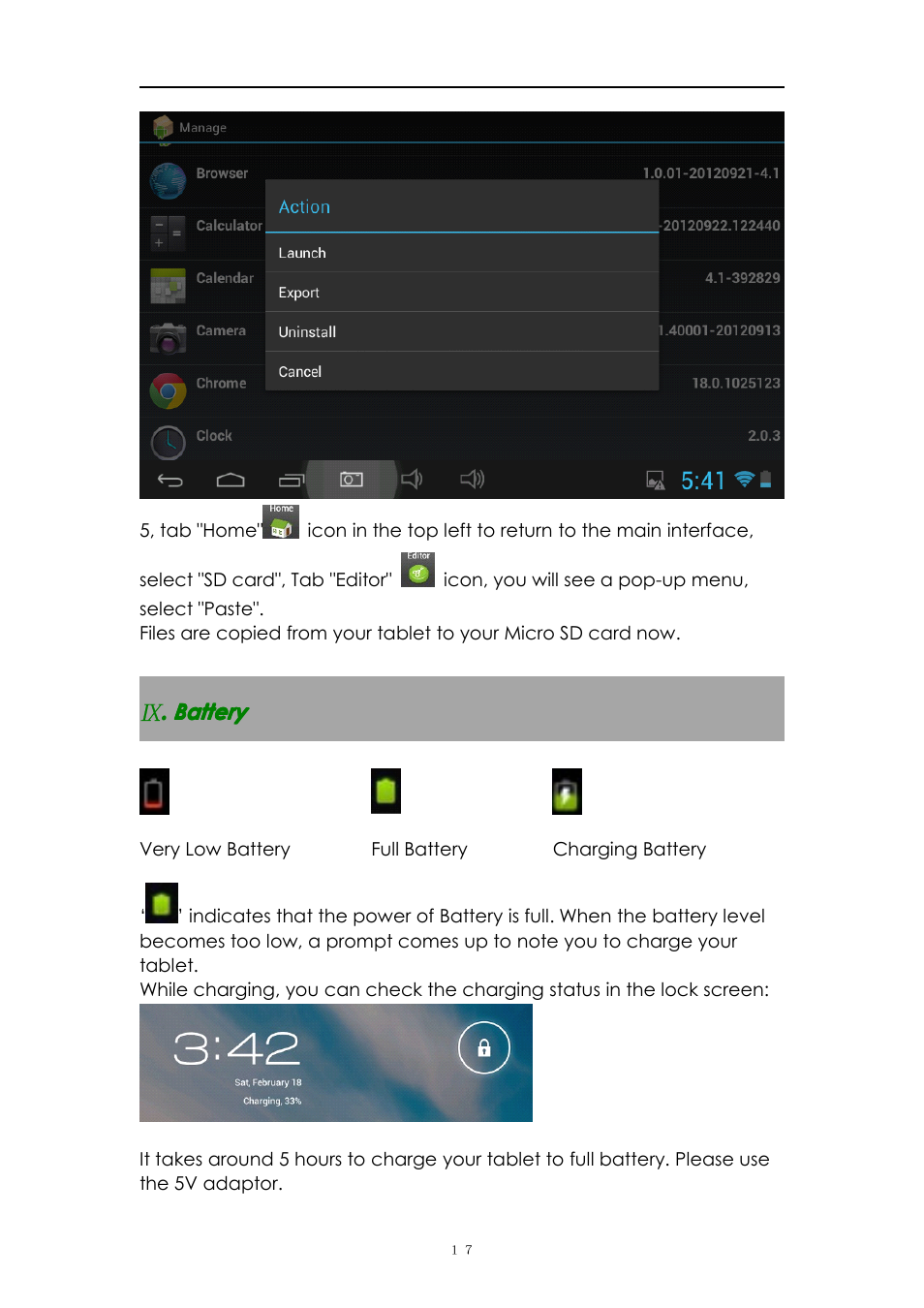 Battery | PiPO S1 User Manual | Page 17 / 18