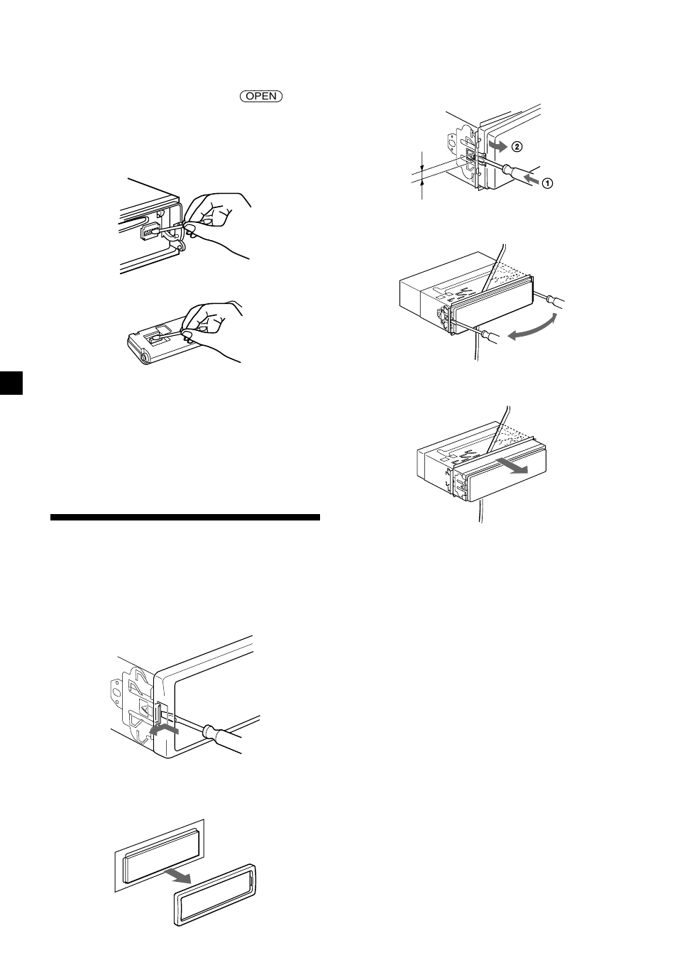 Dismounting the unit | Sony CDX-4000RV  RU User Manual | Page 22 / 124