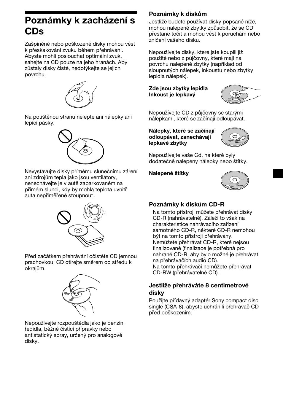 3poznámky k zacházení s cds | Sony CDX-4000RV  RU User Manual | Page 27 / 124