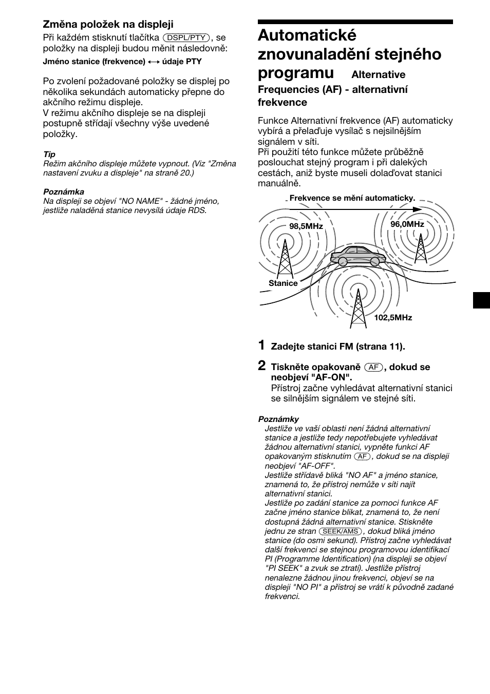 13 automatické znovunaladění stejného programu | Sony CDX-4000RV  RU User Manual | Page 37 / 124