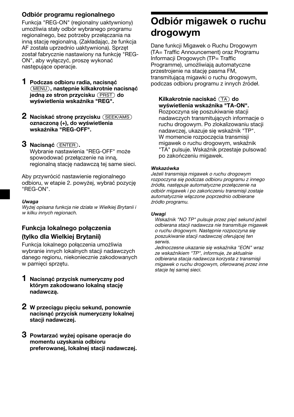 Odbiór migawek o ruchu drogowym | Sony CDX-4000RV  RU User Manual | Page 62 / 124