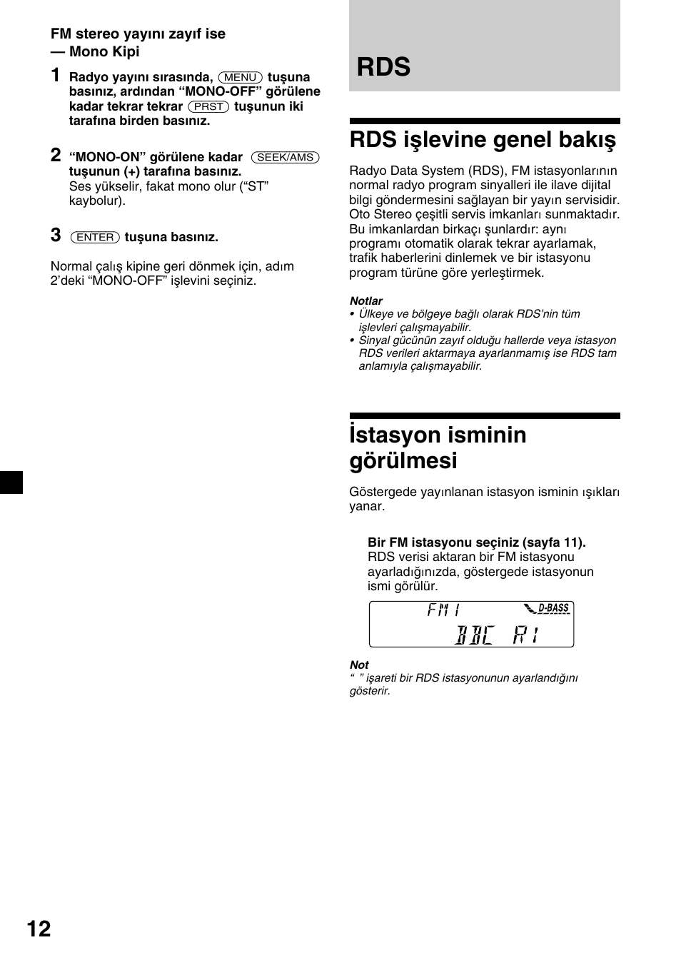 Rds işlevine genel bakış, Istasyon isminin görülmesi | Sony CDX-4000RV  RU User Manual | Page 84 / 124