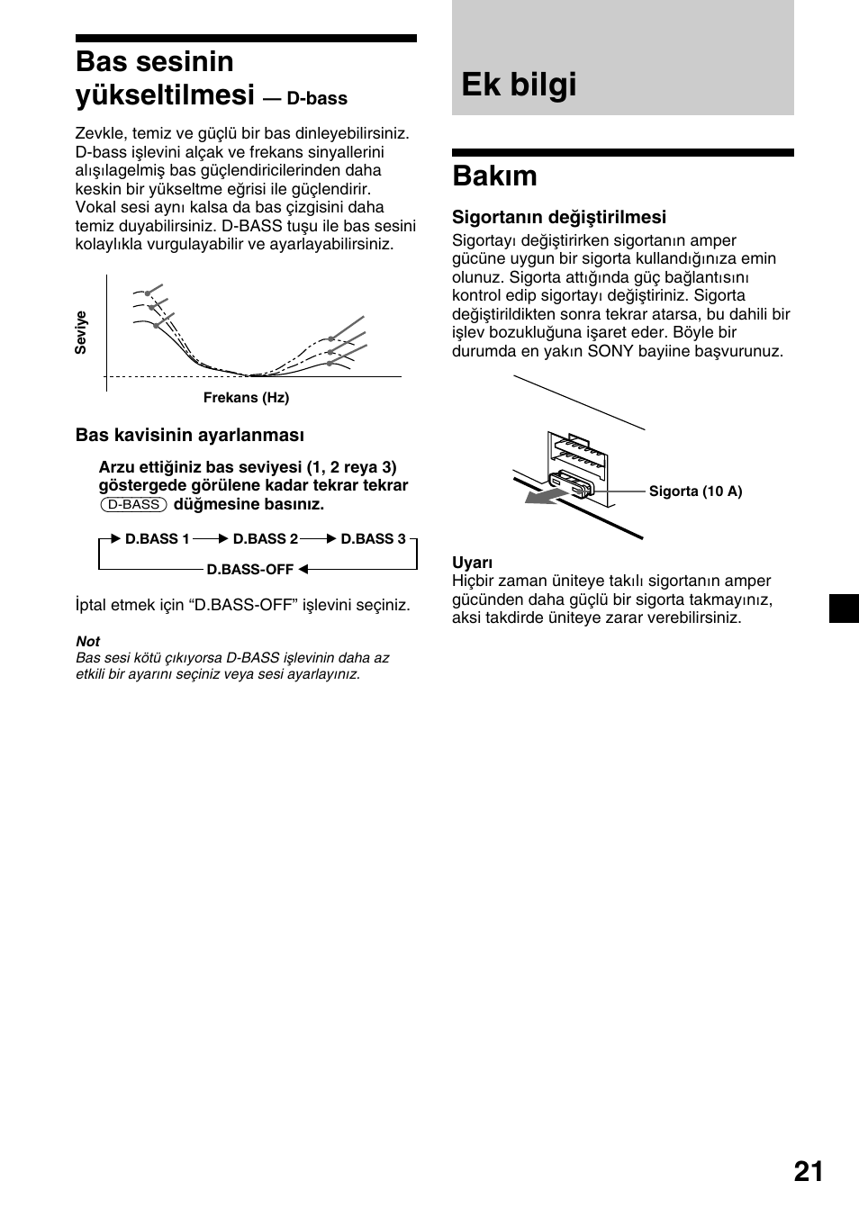 Ek bilgi, Bakım, Bas sesinin yükseltilmesi | Sony CDX-4000RV  RU User Manual | Page 93 / 124