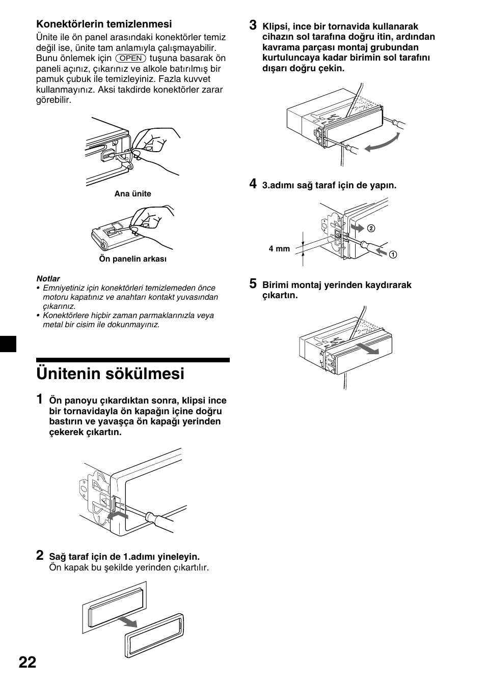 Ünitenin sökülmesi | Sony CDX-4000RV  RU User Manual | Page 94 / 124