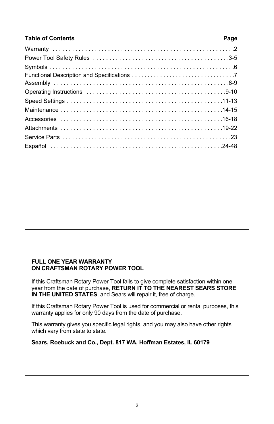 Craftsman 572.6112 User Manual | Page 2 / 23