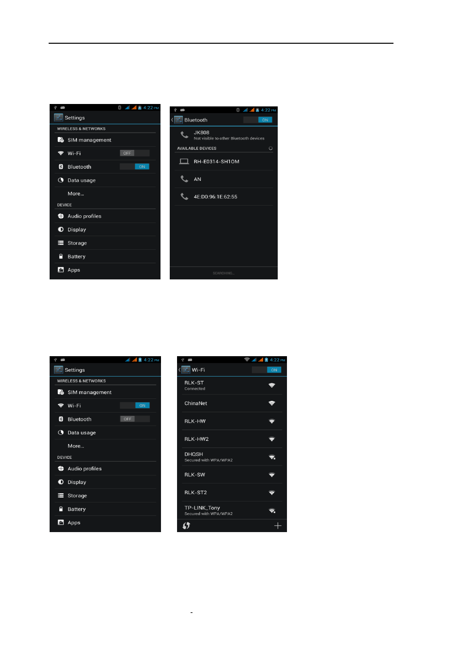 Bluetooth function, Wifi features, Flight mode function | PiPO KS808 User Manual | Page 18 / 30