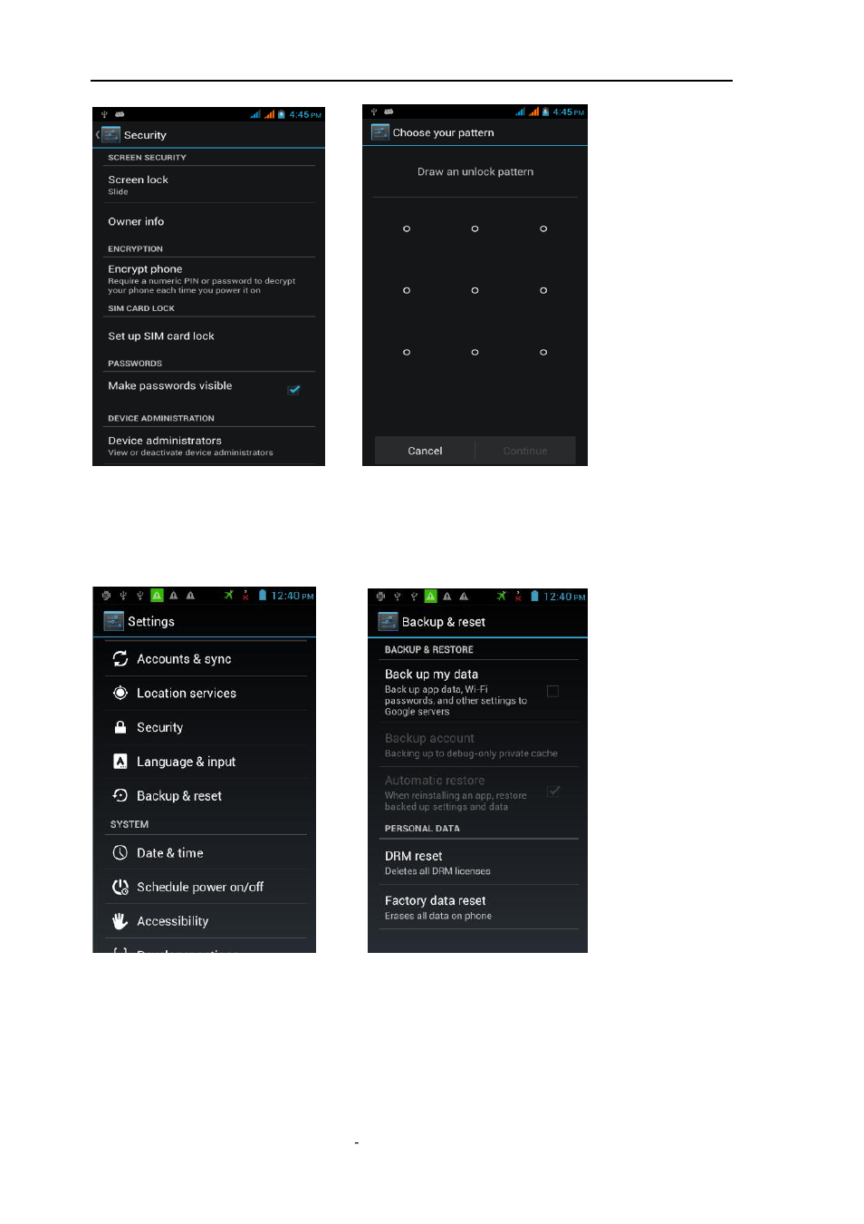 Restore to factory default, Storage settings | PiPO KS808 User Manual | Page 20 / 30