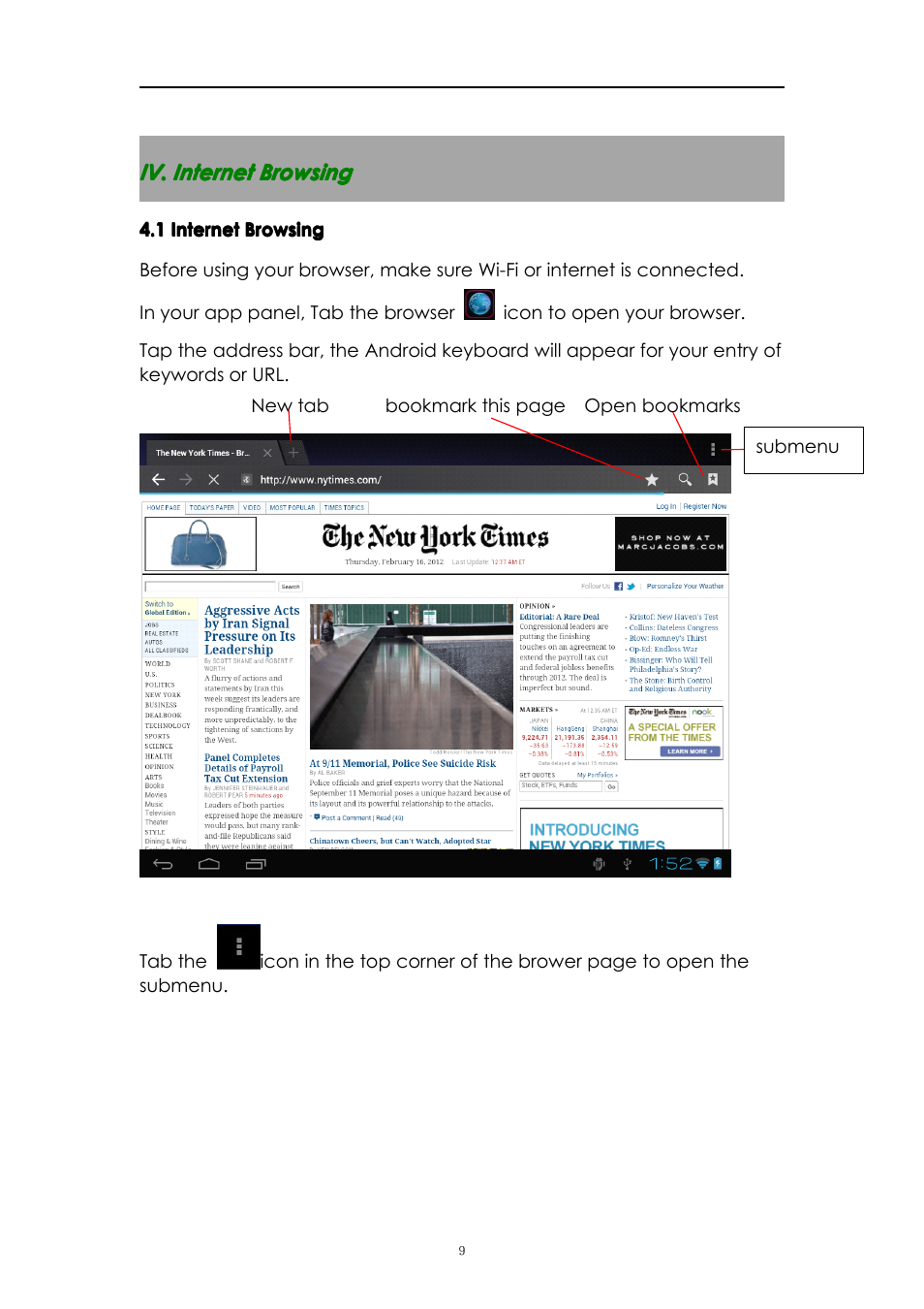 Iv.internetbrowsing, 1internetbrowsing, Iv. internet browsing | 1 internet browsing | PiPO M1 v.2 User Manual | Page 9 / 17