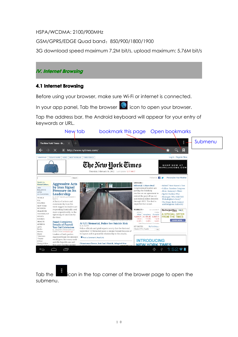 Iv.internetbrowsing, 1internetbrowsing, Iv. internet browsing | 1 internet browsing | PiPO M2 v.2 User Manual | Page 10 / 18