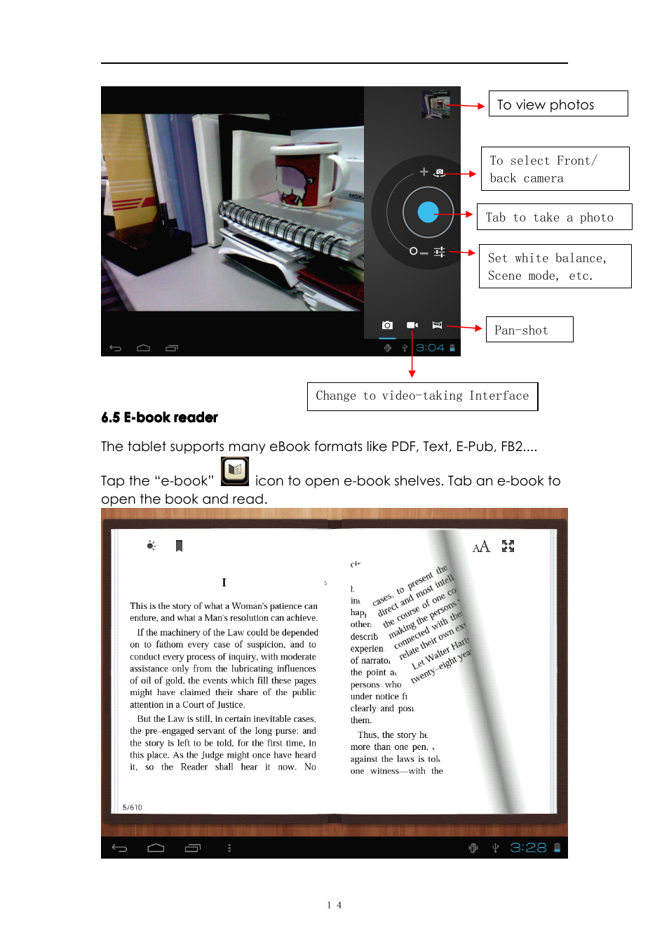 5e-bookreader, 5 e-book reader | PiPO M3 v.2 User Manual | Page 14 / 17