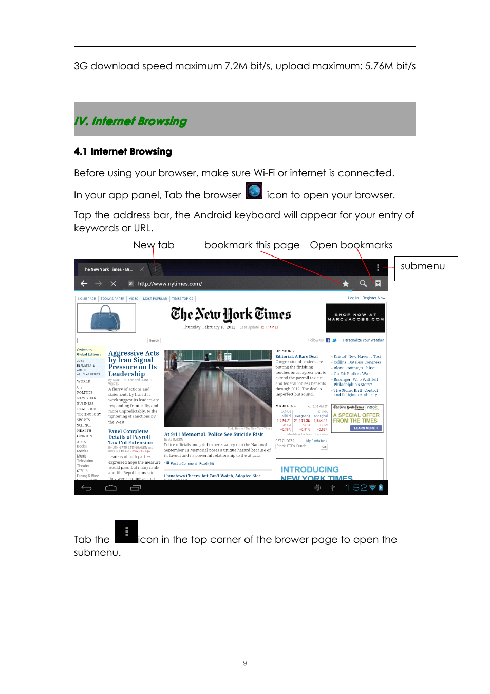 Iv.internetbrowsing, 1internetbrowsing, Iv. internet browsing | 1 internet browsing | PiPO M3 v.2 User Manual | Page 9 / 17