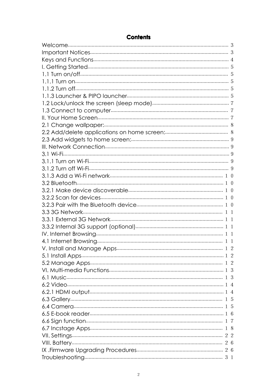 PiPO M6 User Manual | Page 2 / 32