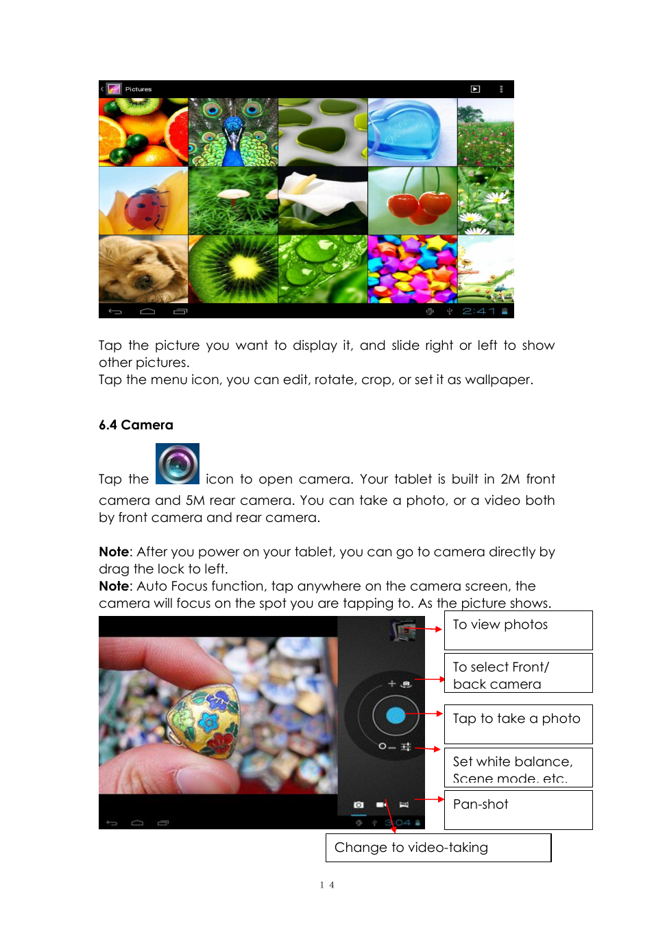 4 camera | PiPO Max-M7 pro 3G User Manual | Page 14 / 27