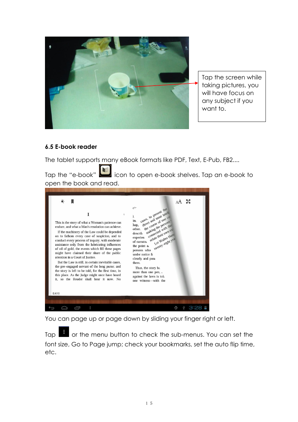 5 e-book reader | PiPO Max-M7 pro 3G User Manual | Page 15 / 27