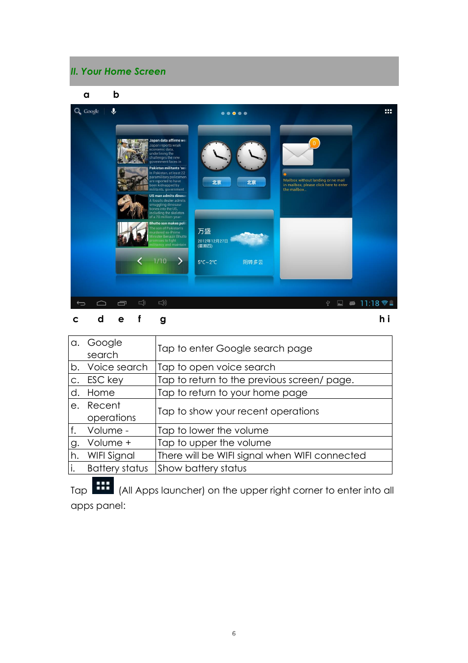 Ii. your home screen | PiPO Max-M7 pro 3G User Manual | Page 6 / 27