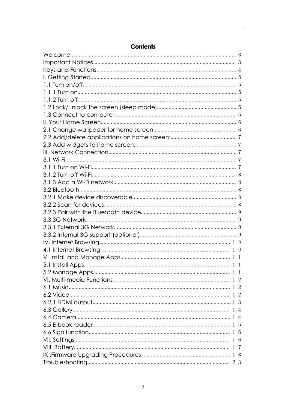 PiPO M8 User Manual | Page 2 / 23