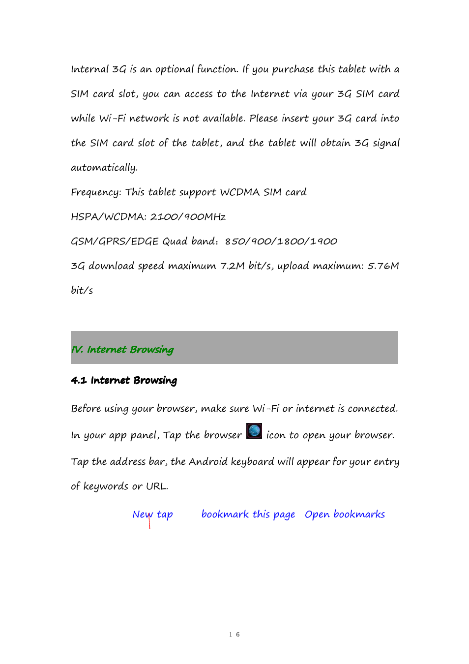 Iv.internetbrowsing, 1internetbrowsing, Iv. internet browsing | 1 internet browsing | PiPO M9 User Manual | Page 16 / 35