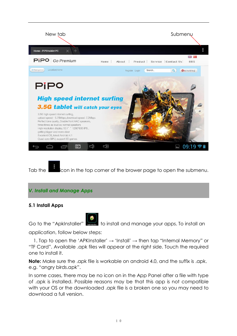 PiPO S3 User Manual | Page 10 / 18
