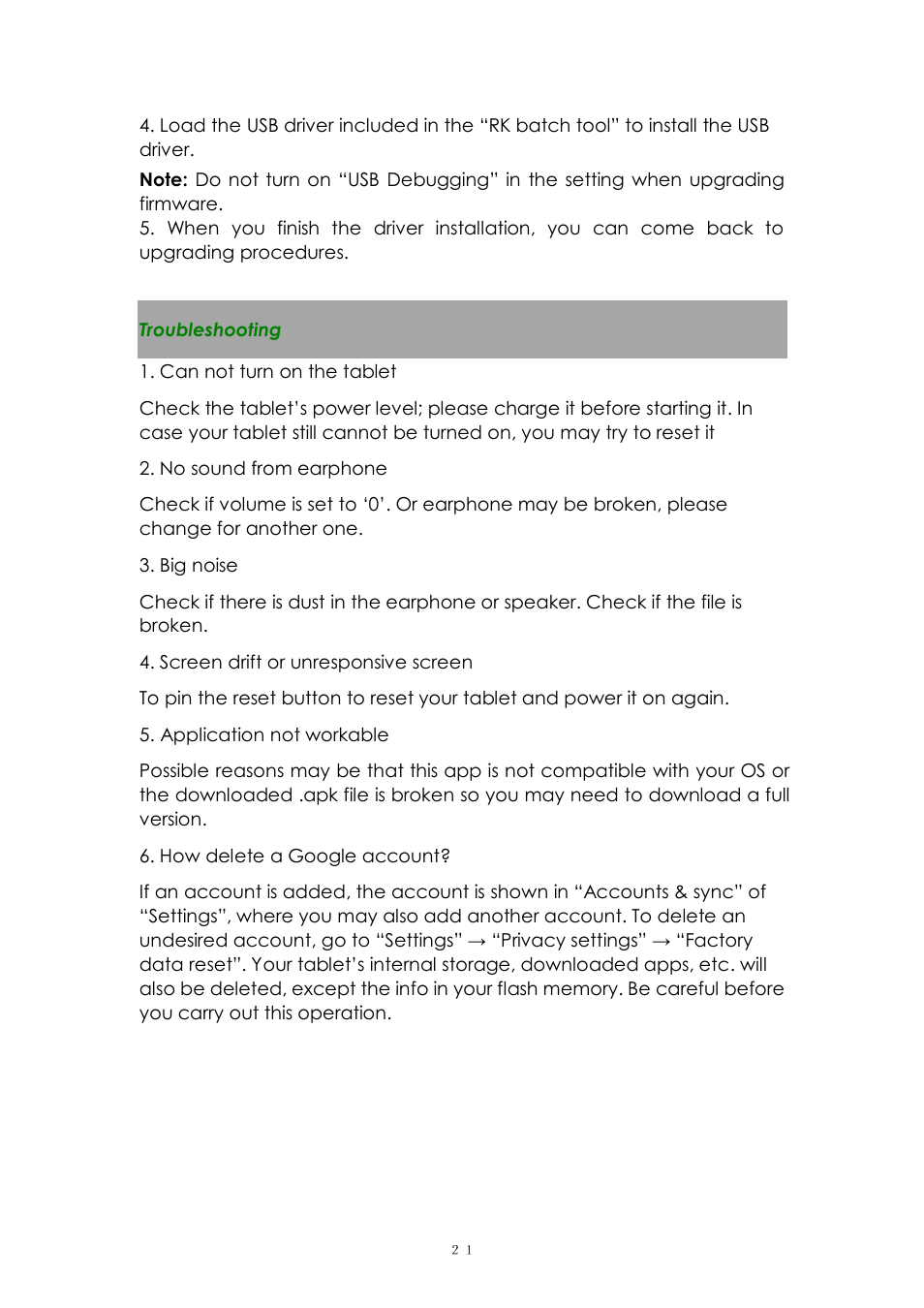 PiPO U2 User Manual | Page 21 / 21
