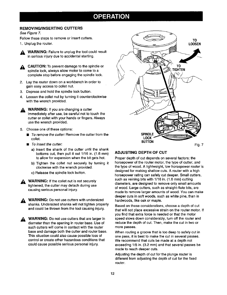 Operation | Craftsman 315.175341 User Manual | Page 12 / 24