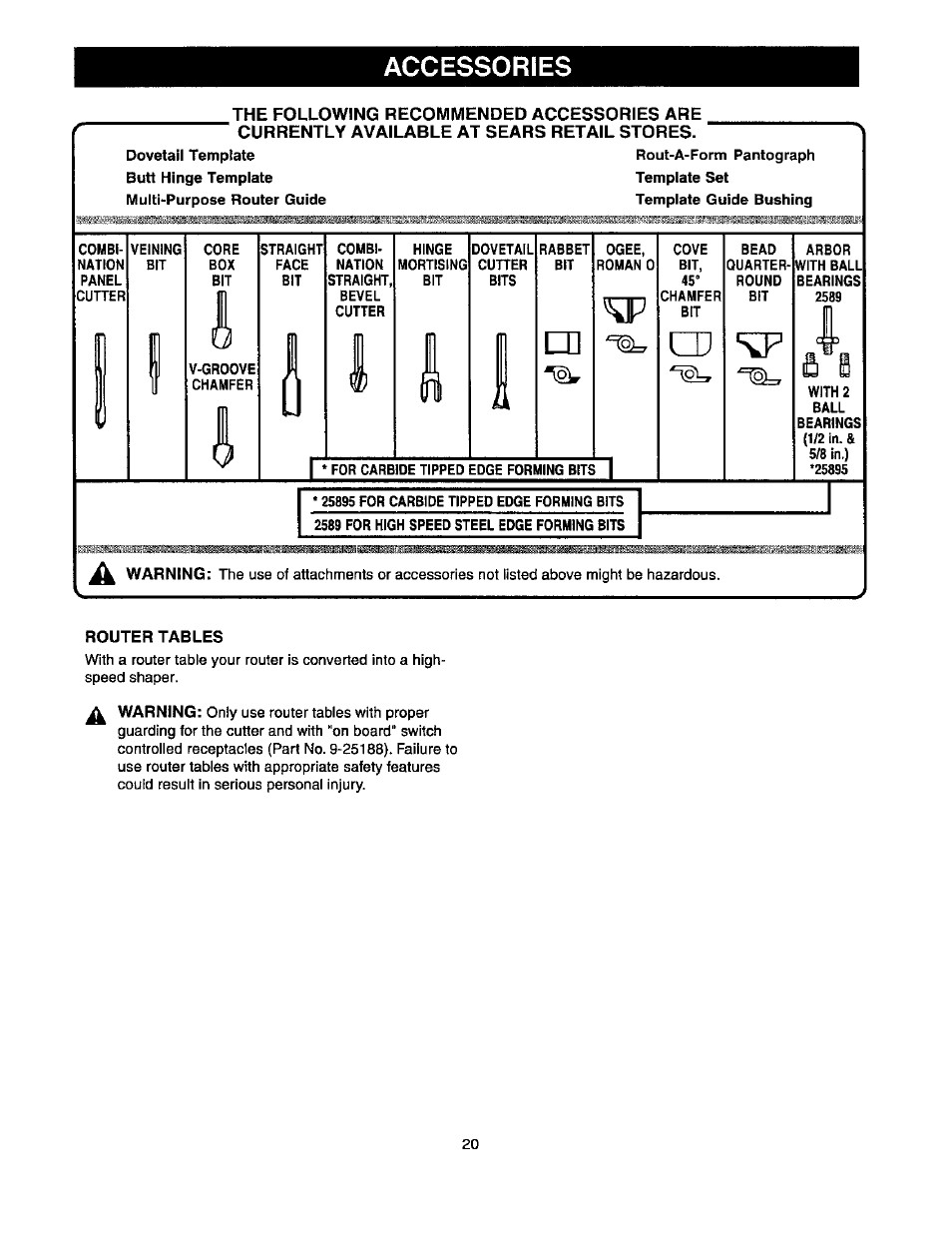 Accessories | Craftsman 315.175341 User Manual | Page 20 / 24