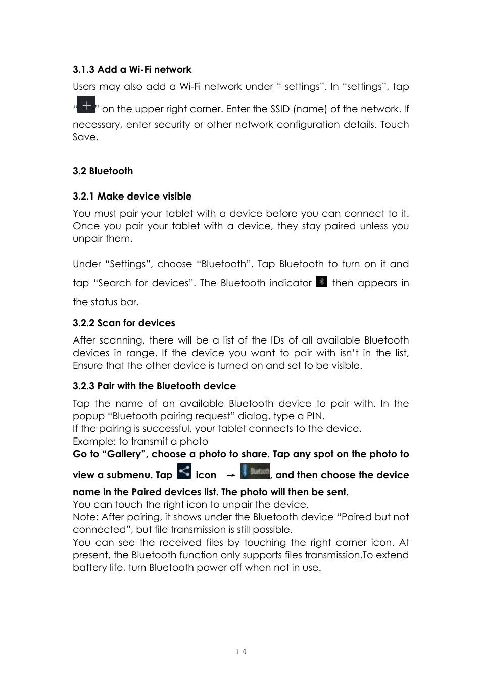 3 add a wi-fi network, 2 bluetooth, 1 make device visible | 2 scan for devices, 3 pair with the bluetooth device | PiPO Ultra-U8 User Manual | Page 10 / 32