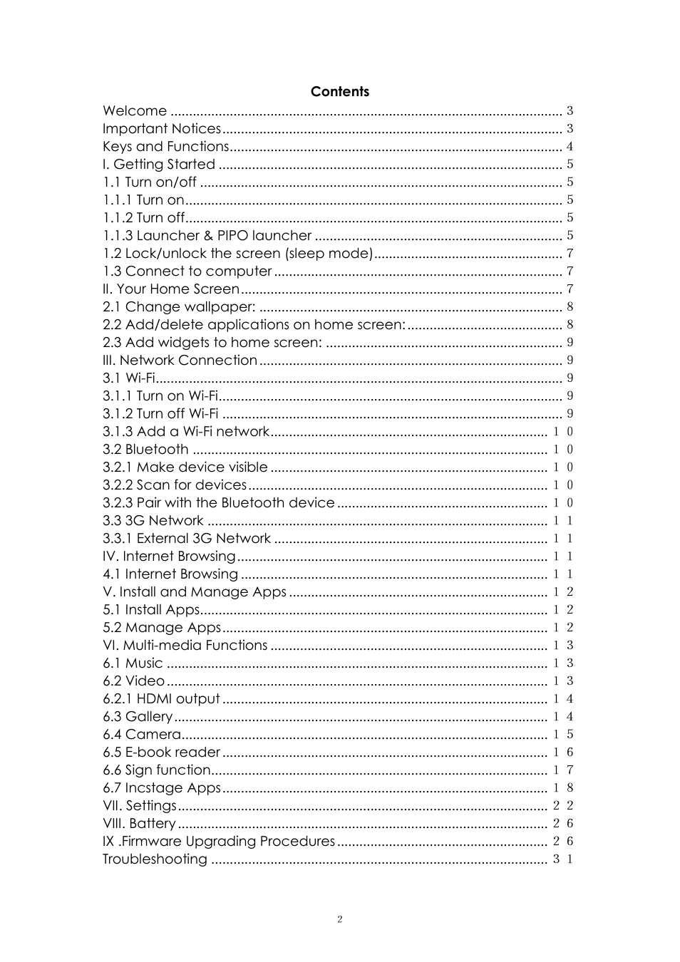 PiPO Ultra-U8 User Manual | Page 2 / 32