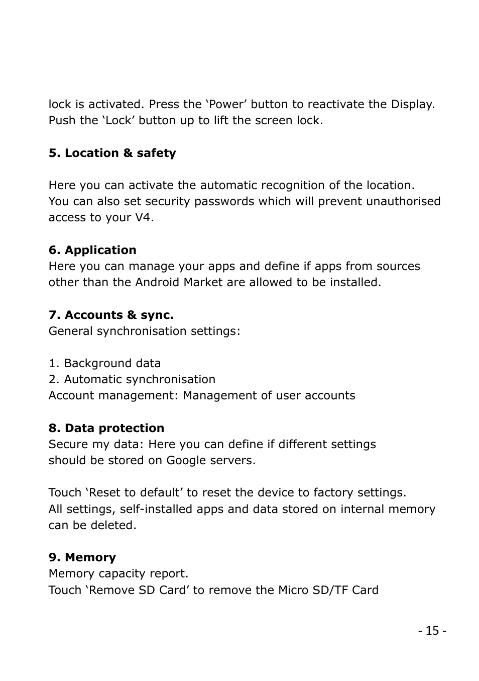 PiPO V4 User Manual | Page 15 / 20