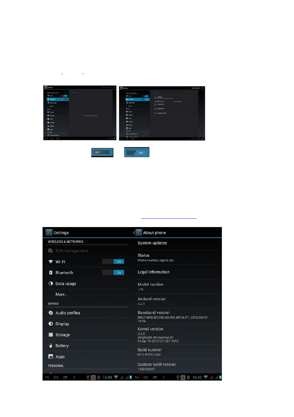 Bluetooth settings | PiPO i75 User Manual | Page 5 / 8